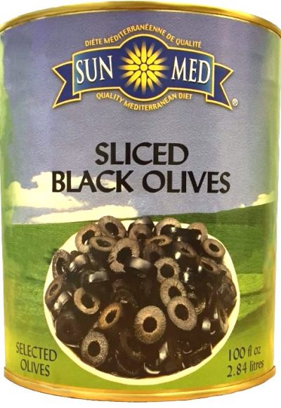 Black sliced olives in tins – 2.84L