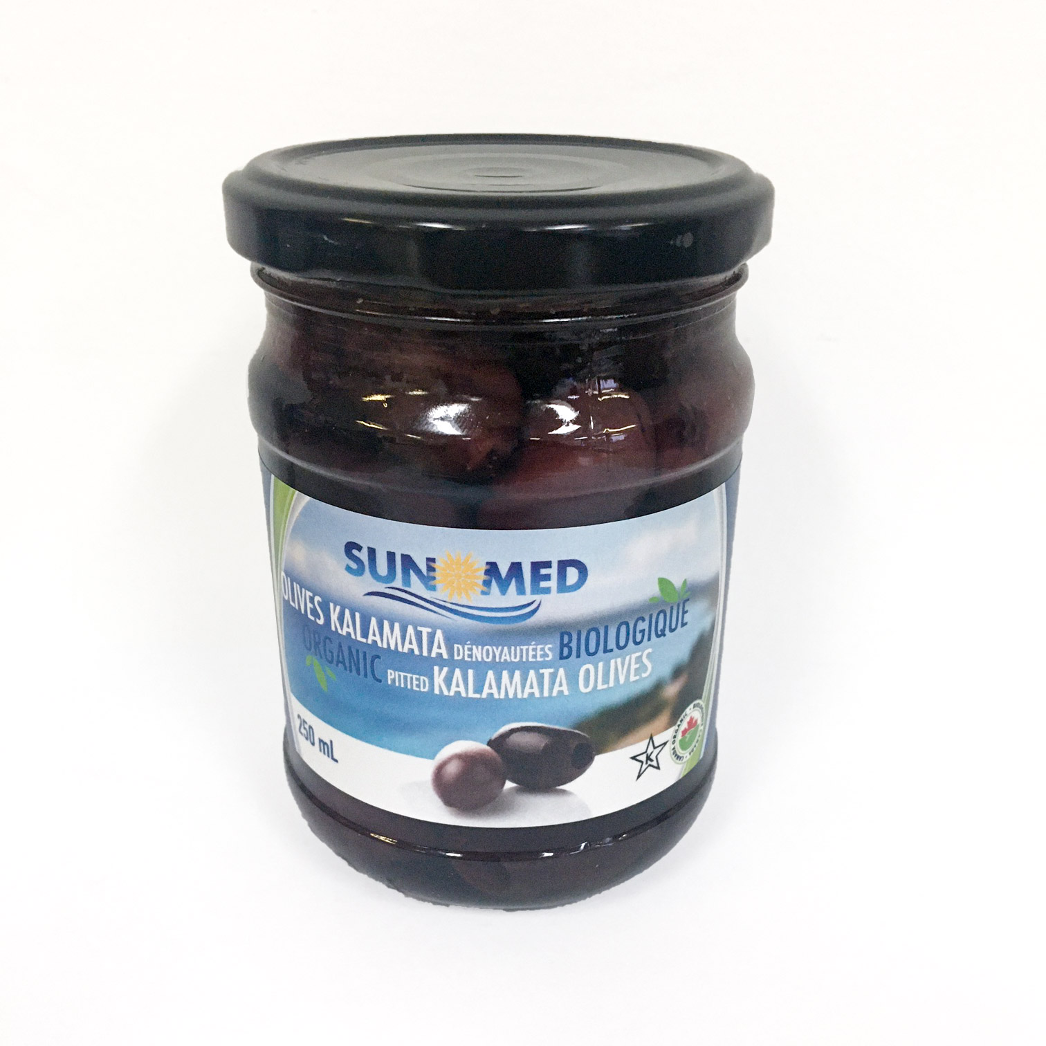 Organic kalamata pitted olives in glass jars – 250ml
