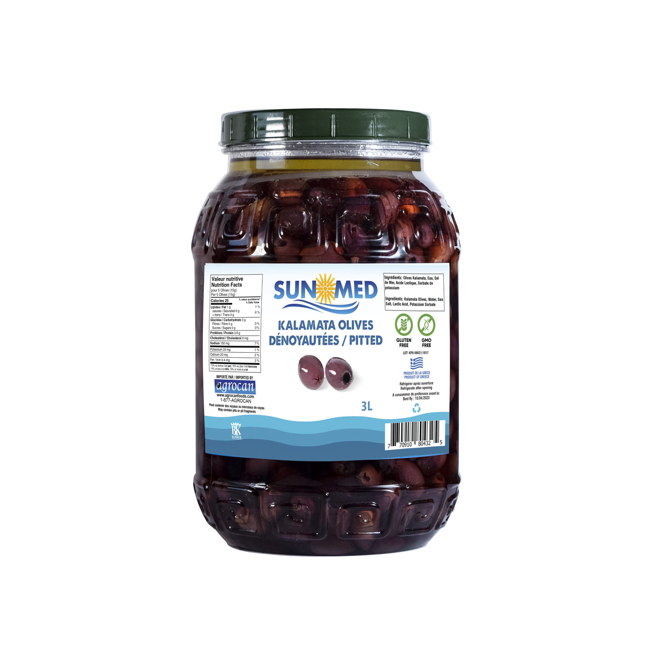 Kalamata pitted olives in PET jars – 3L
